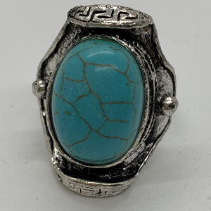Adjustable Oblong Turquoise Antique Look Ring NEW